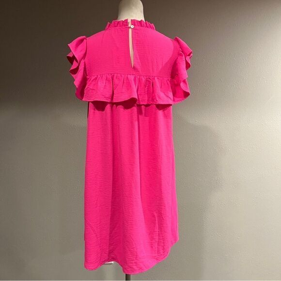 Pink ruffle sleeves mini a-line dress - Picture 5 of 12